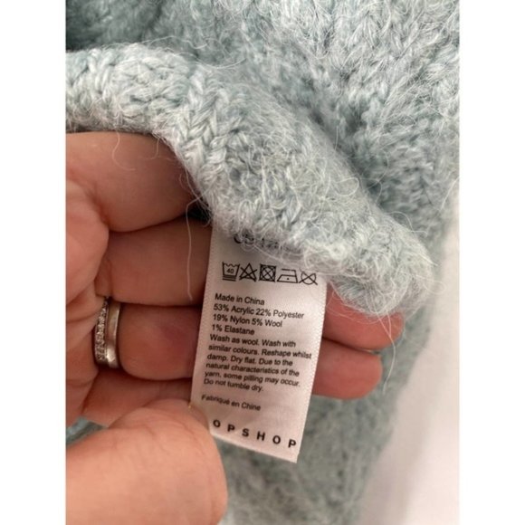 Topshop Blue Stitch Cropped Knitted Women's Pullover Sweater Size: Medium NWOT - Picture 5 of 6